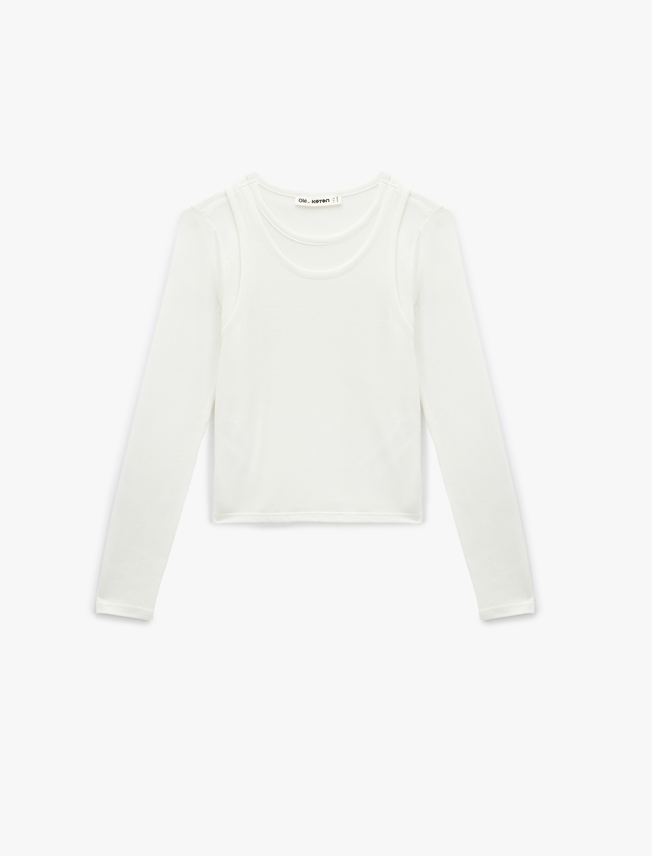   Slim Fit Atlet Görünümlü Bisiklet Yaka Uzun Kollu Tişört