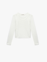 Slim Fit Atlet Görünümlü Bisiklet Yaka Uzun Kollu Tişört