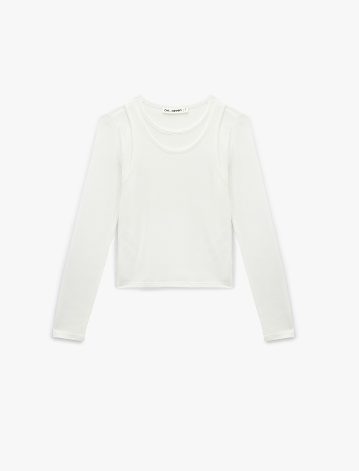  Slim Fit Atlet Görünümlü Bisiklet Yaka Uzun Kollu Tişört