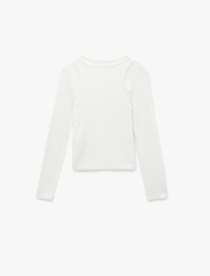  Slim Fit Atlet Görünümlü Bisiklet Yaka Uzun Kollu Tişört