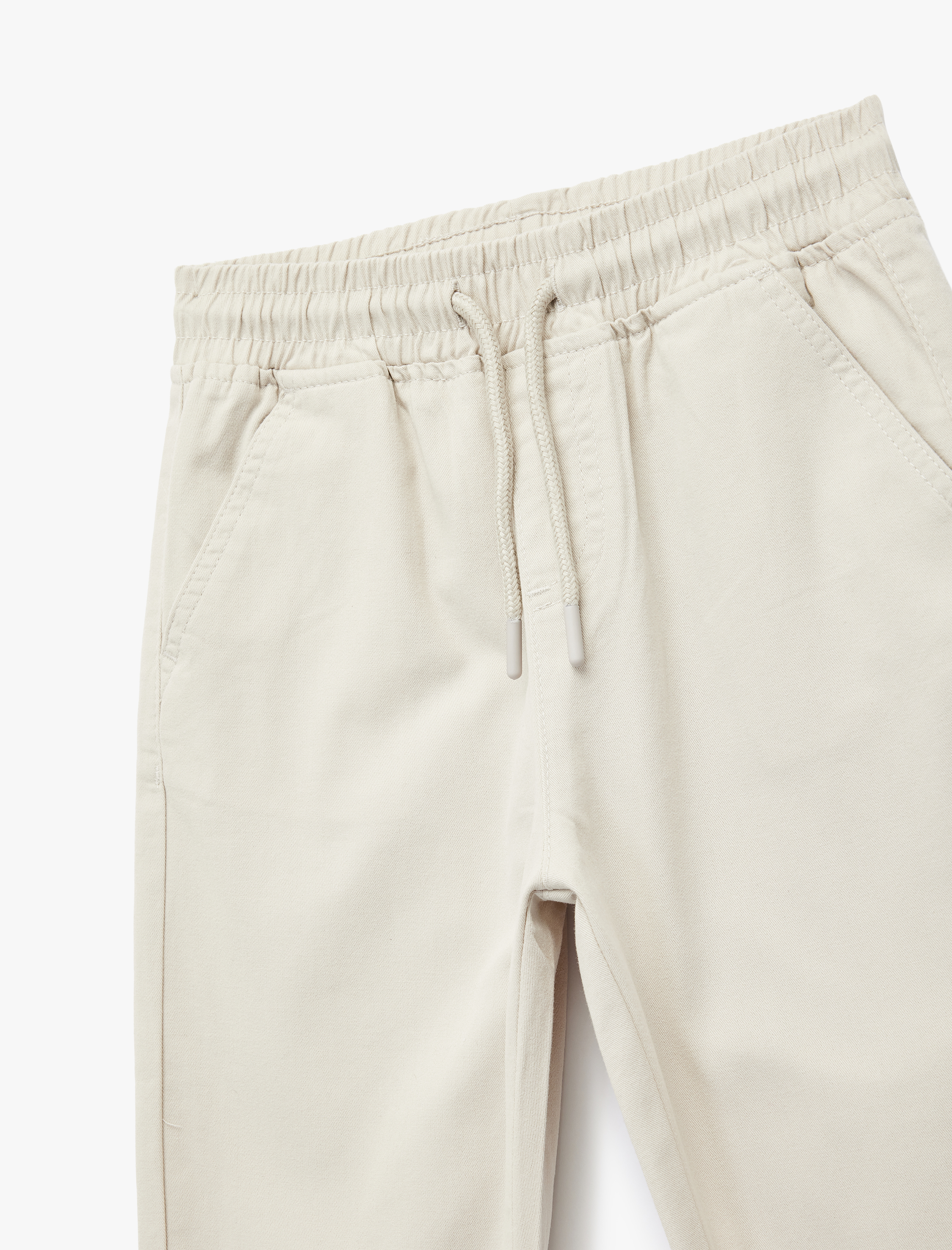  Erkek Çocuk Pamuklu Beli Bağcıklı Cepli Jogger Gabardin Pantolon
