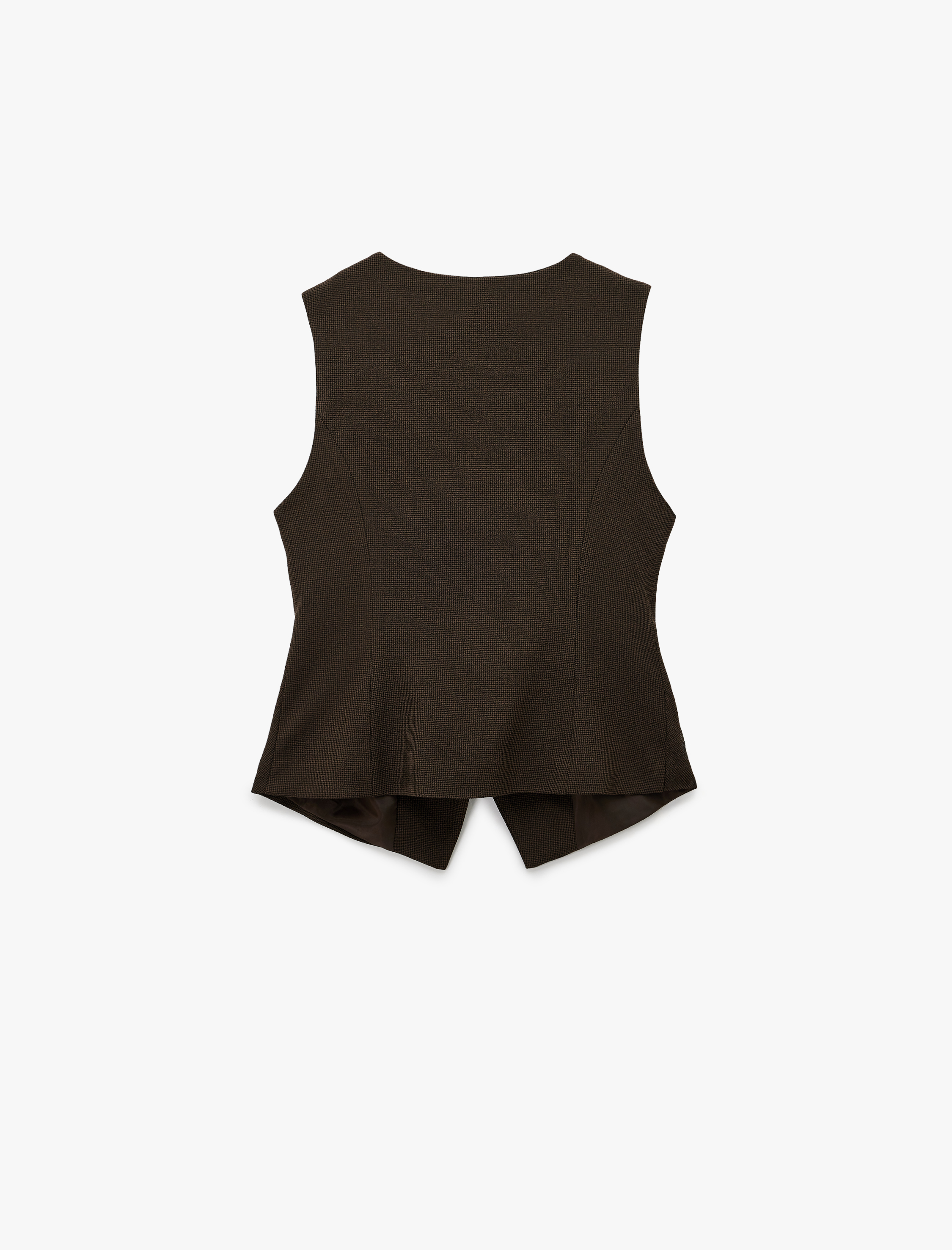   Viskon Karışımlı Cep Detaylı Bisiklet Yaka Düğmeli Kolsuz Yelek