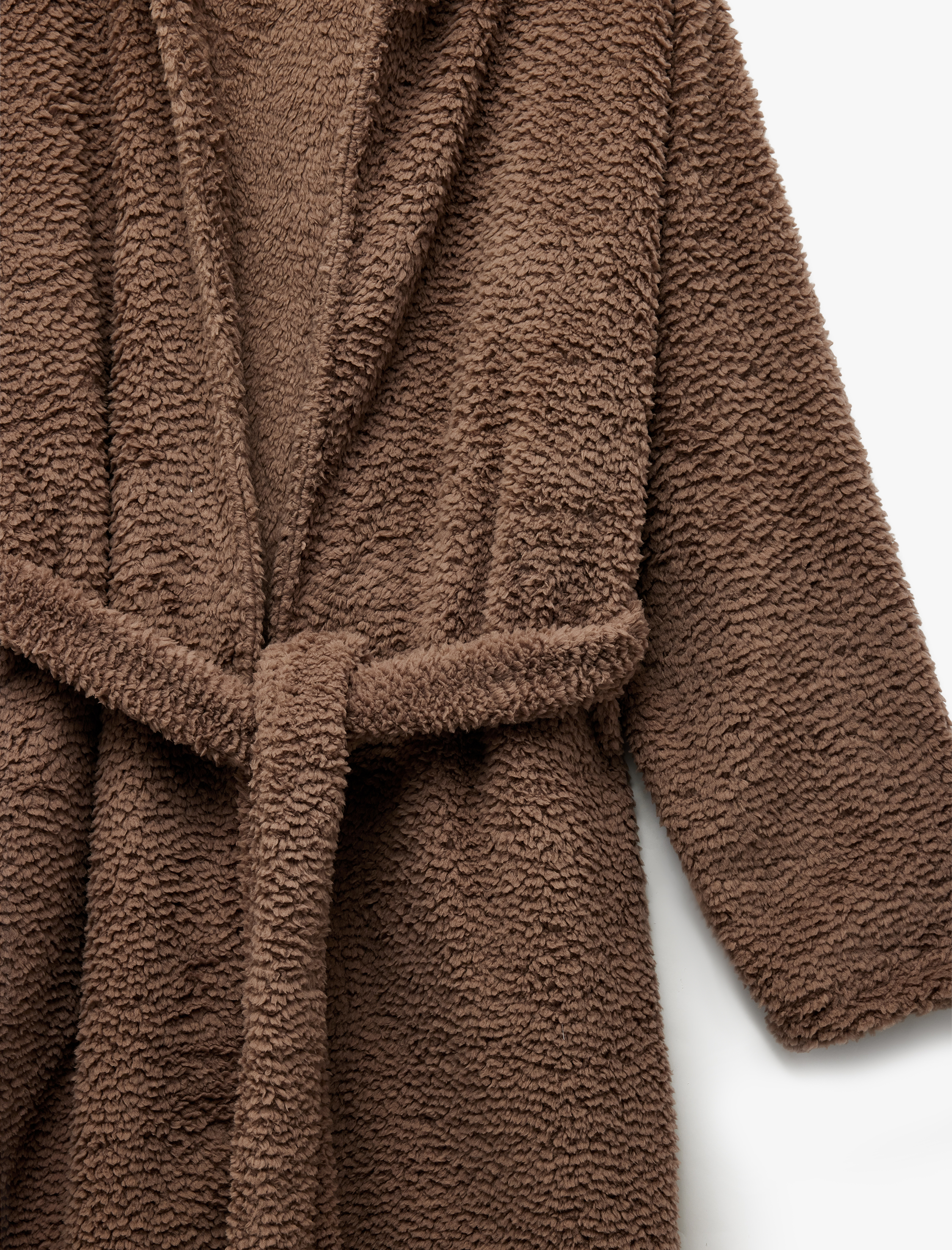   Rahat Kalıp Gizli Cep Detaylı Kapşonlu Polar Sabahlık