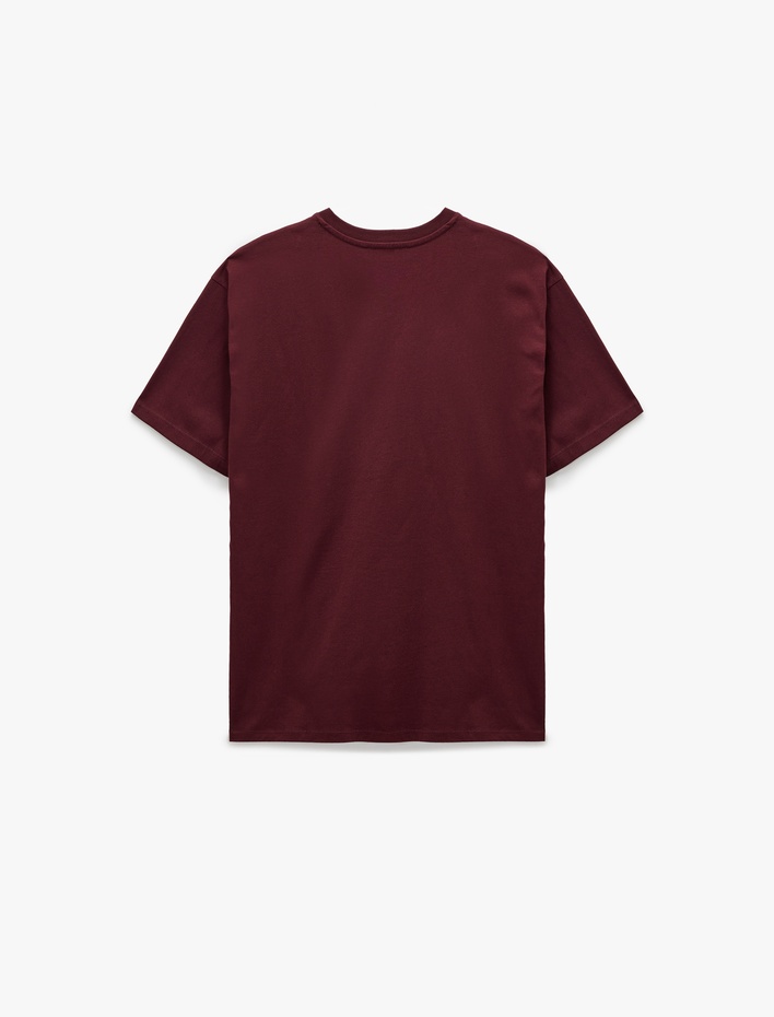  Ayıcık Nakışlı Kısa Kollu Bisiklet Yaka Pamuklu Oversize Tişört