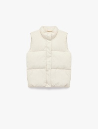 Dik Yaka Fermuarlı Kolsuz Şişme Yelek