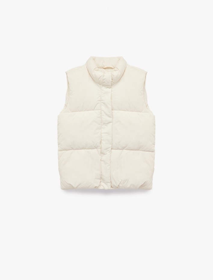 Kız Çocuk Dik Yaka Fermuarlı Kolsuz Şişme Yelek