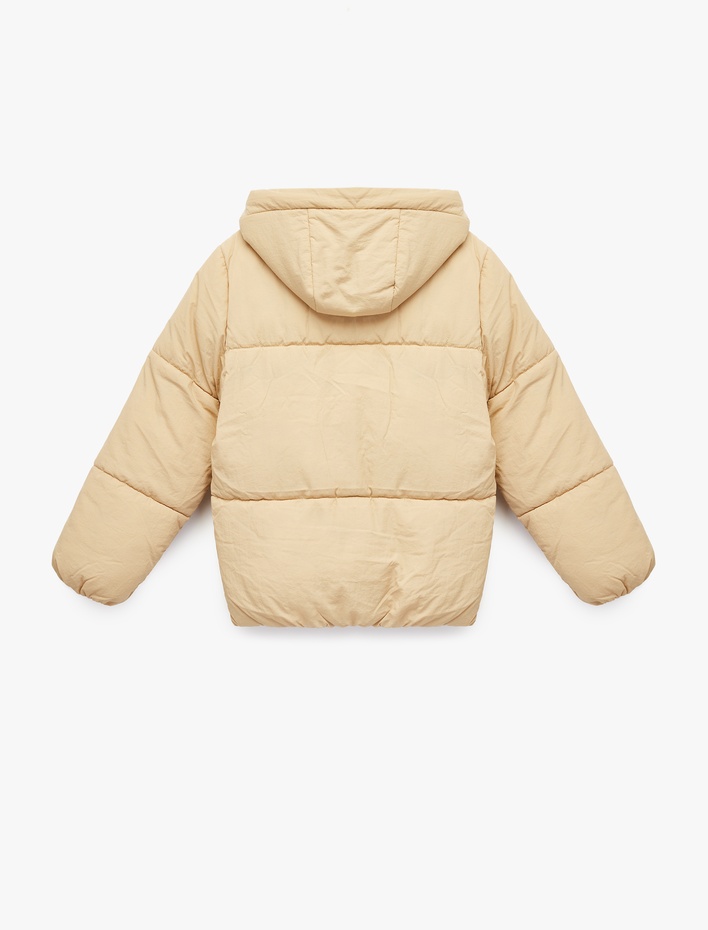 Kız Çocuk Uzun Kollu Kapşonlu Şişme Mont