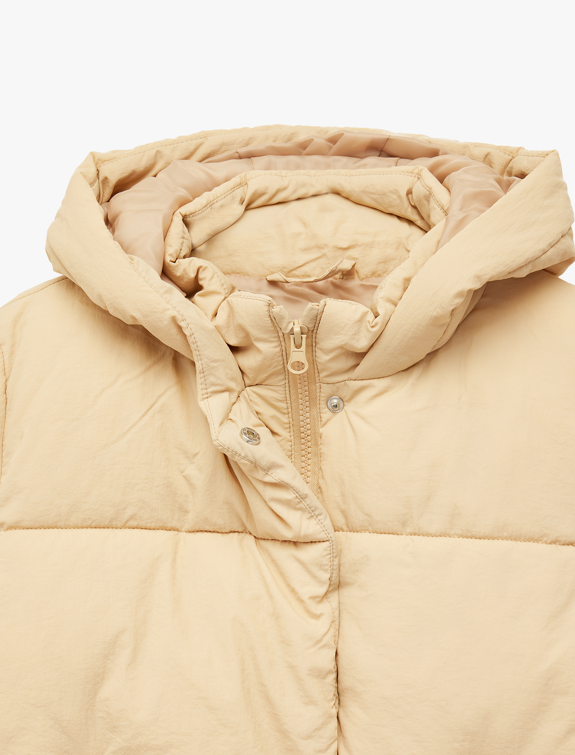  Kız Çocuk Uzun Kollu Kapşonlu Şişme Mont