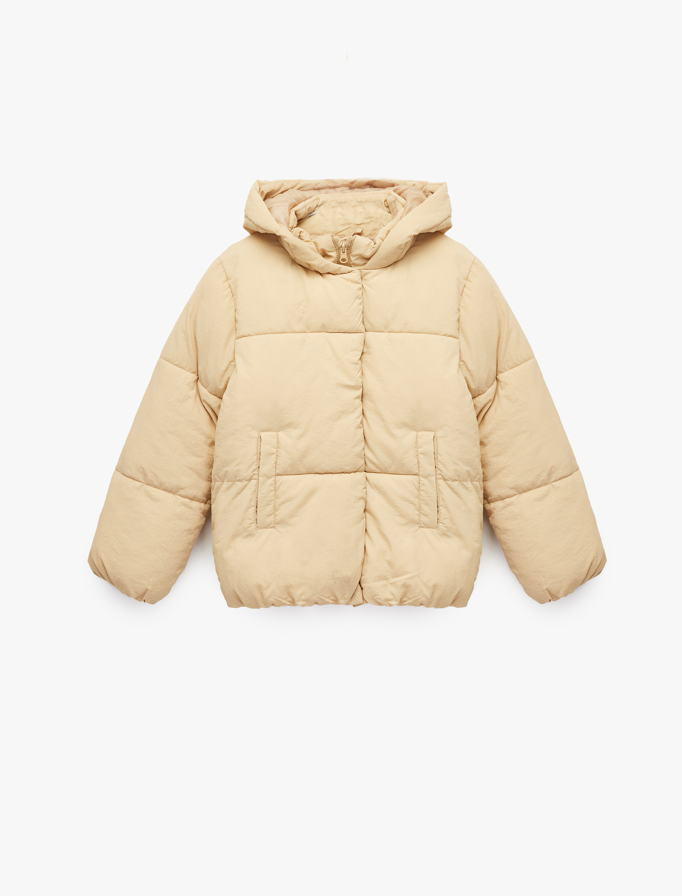  Kız Çocuk Uzun Kollu Kapşonlu Şişme Mont