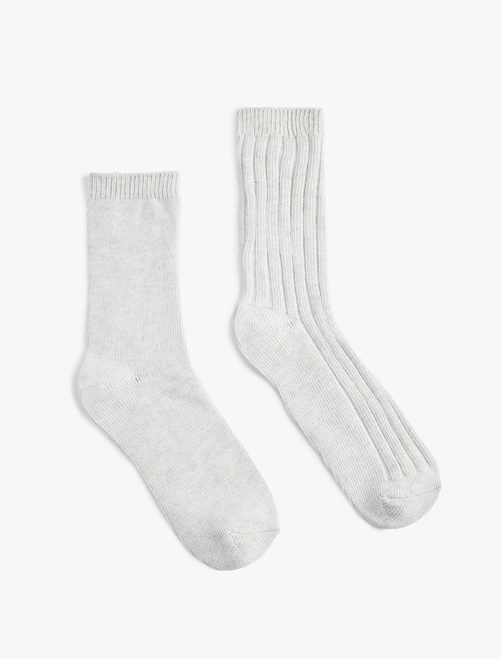 Kadın 2'li Dokulu Kalın Soket Çorap Seti