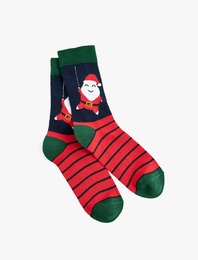 Noel Baba Baskılı Pamuklu Soket Çorap