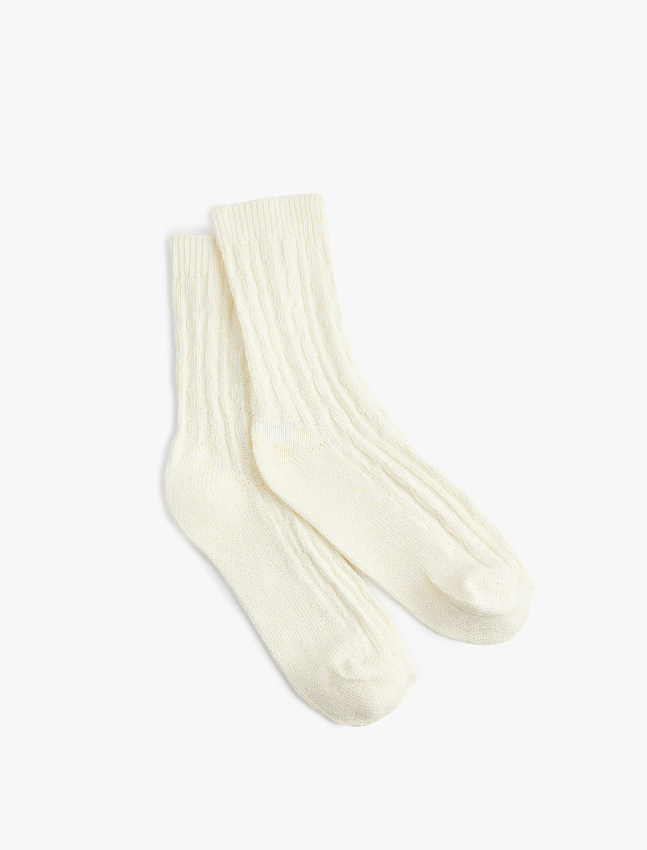  Kadın Pamuklu Balıksırtı Dokulu Kalın Soket Çorap