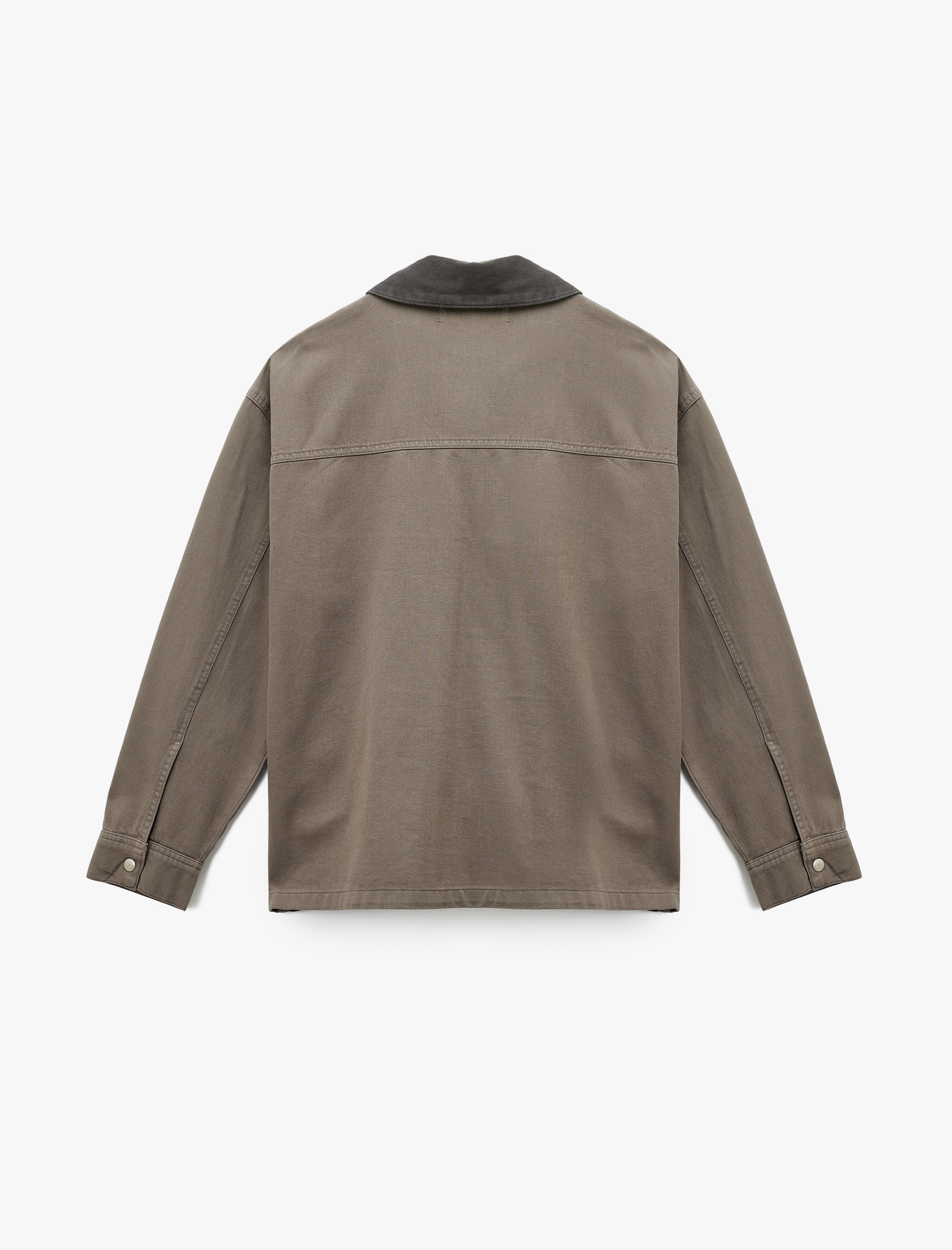   Regular Fit Uzun Kollu Cepli Gömlek Yaka Fermuarlı Jean Ceket