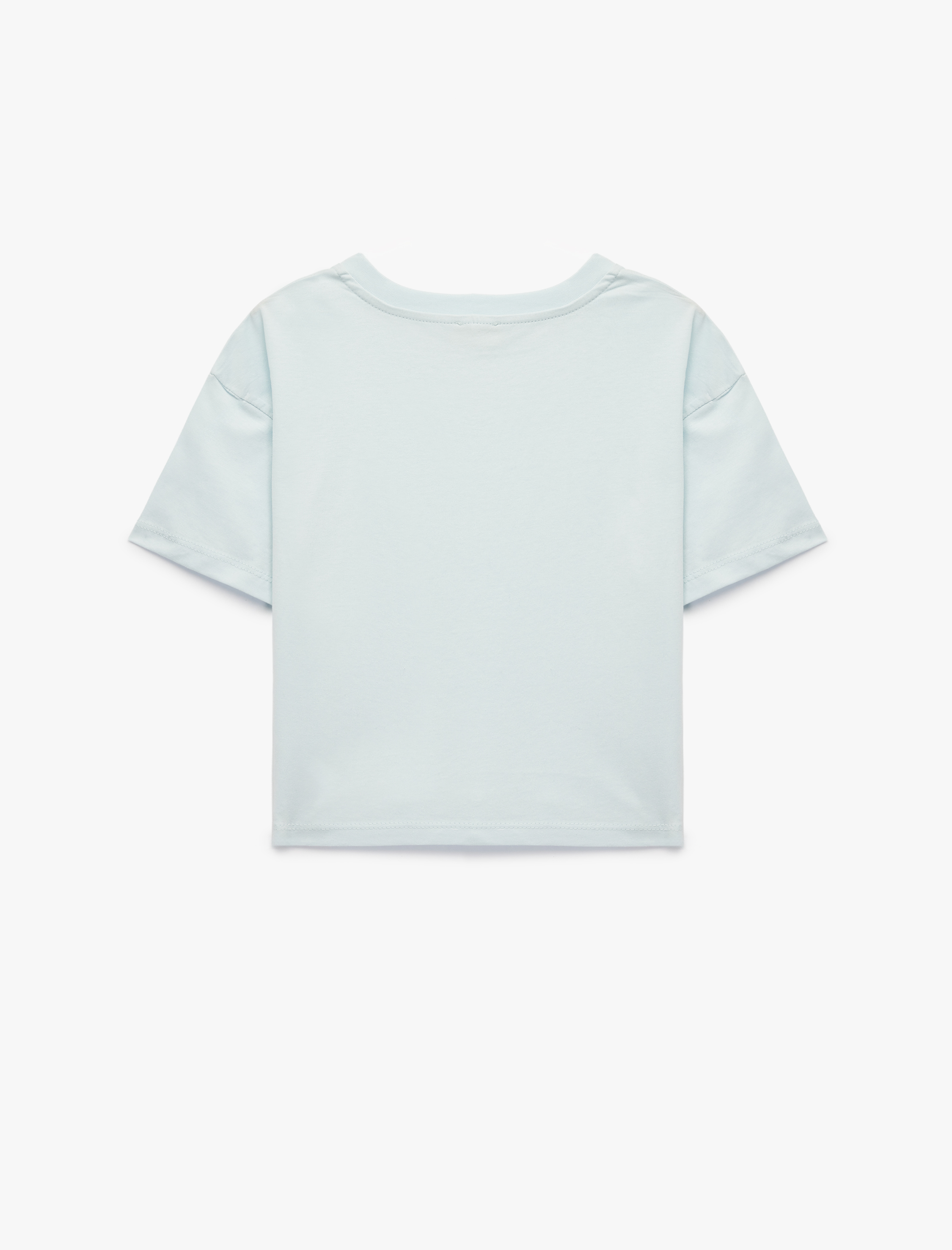  Kız Çocuk Kurdele Detaylı Pamuklu Kısa Kollu Bisiklet Yaka Tişört