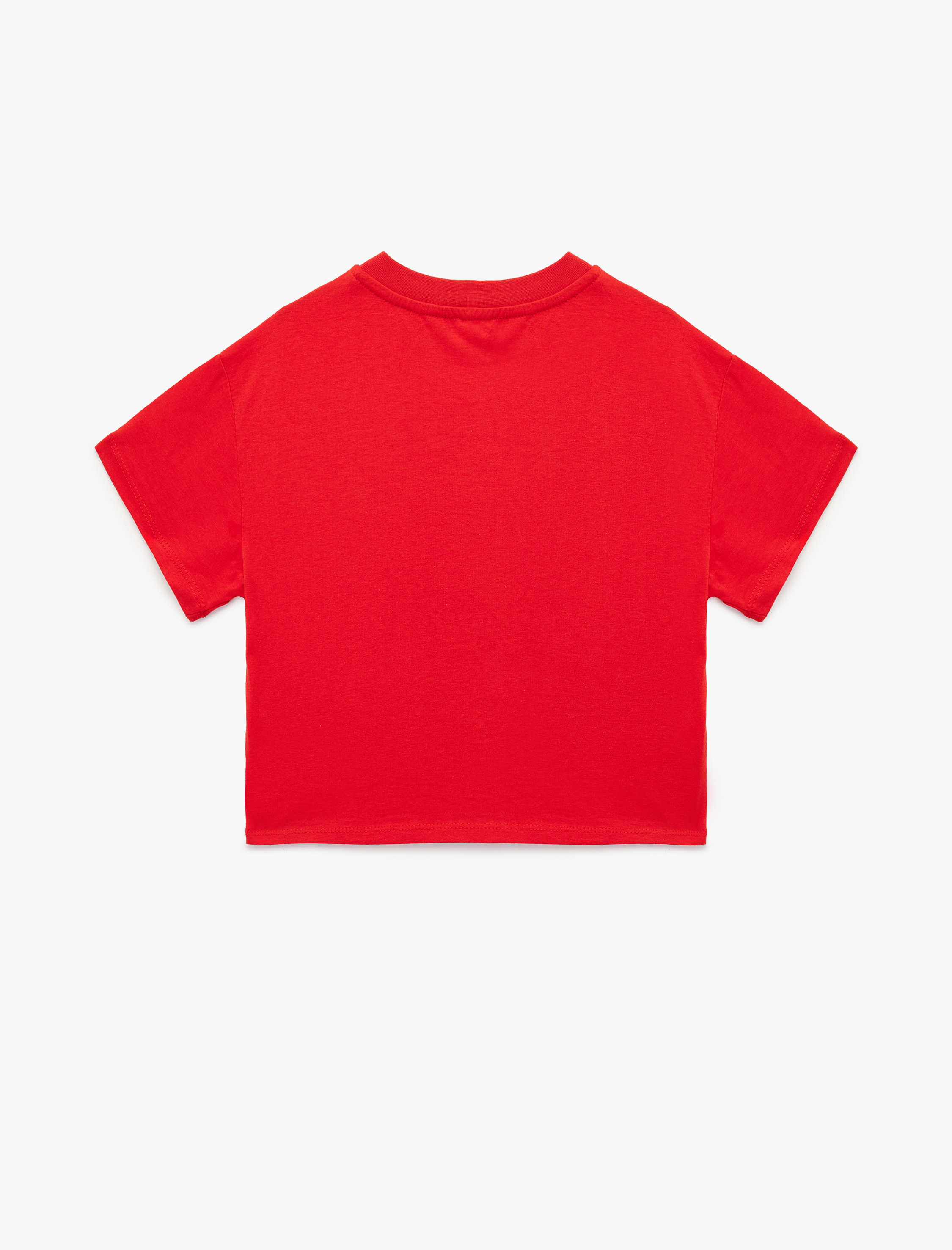  Kız Çocuk Kısa Kollu Bisiklet Yaka Pamuklu Baskılı Tişört