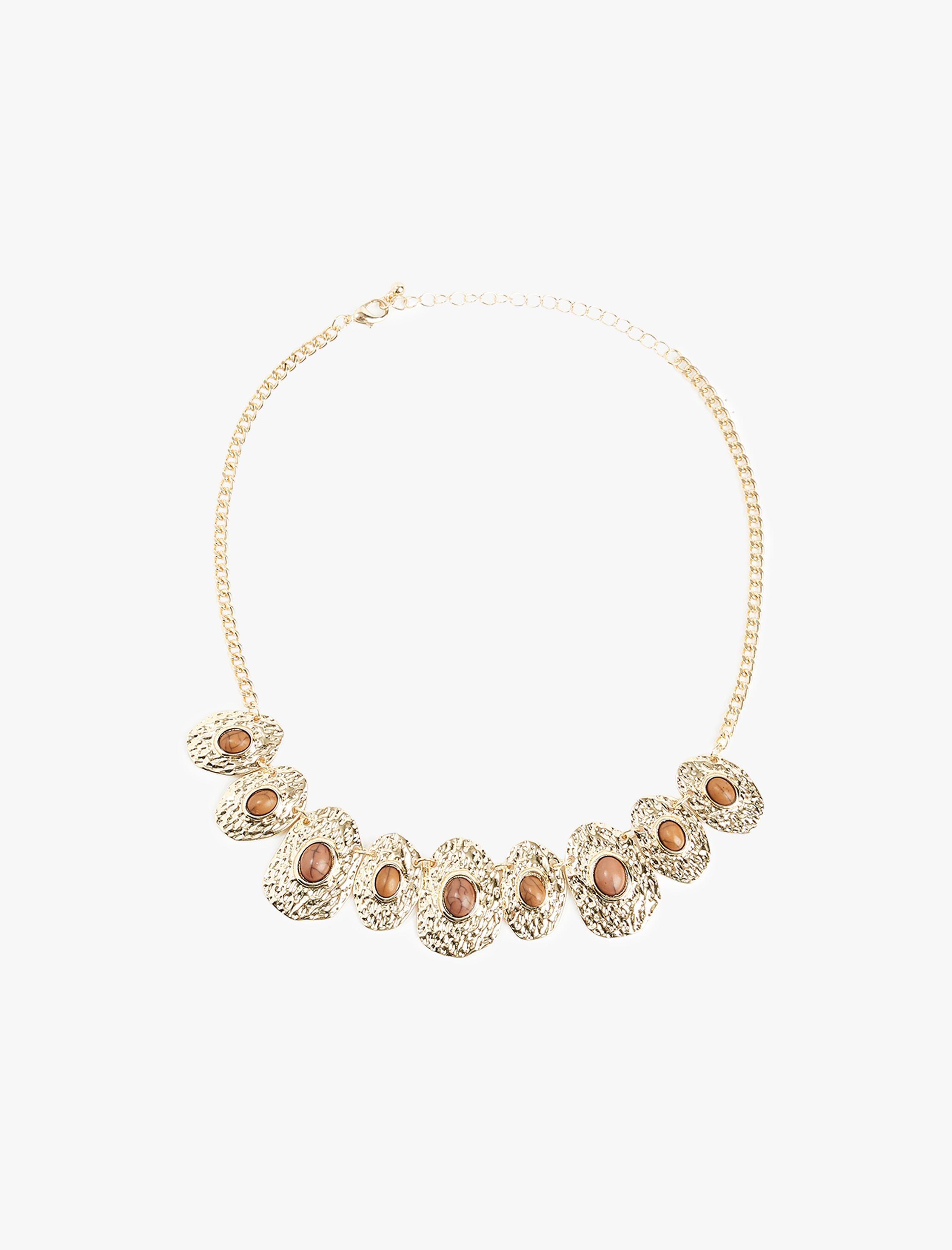  Kadın Çelik Karışımlı Dokulu Taş Detaylı Kolye