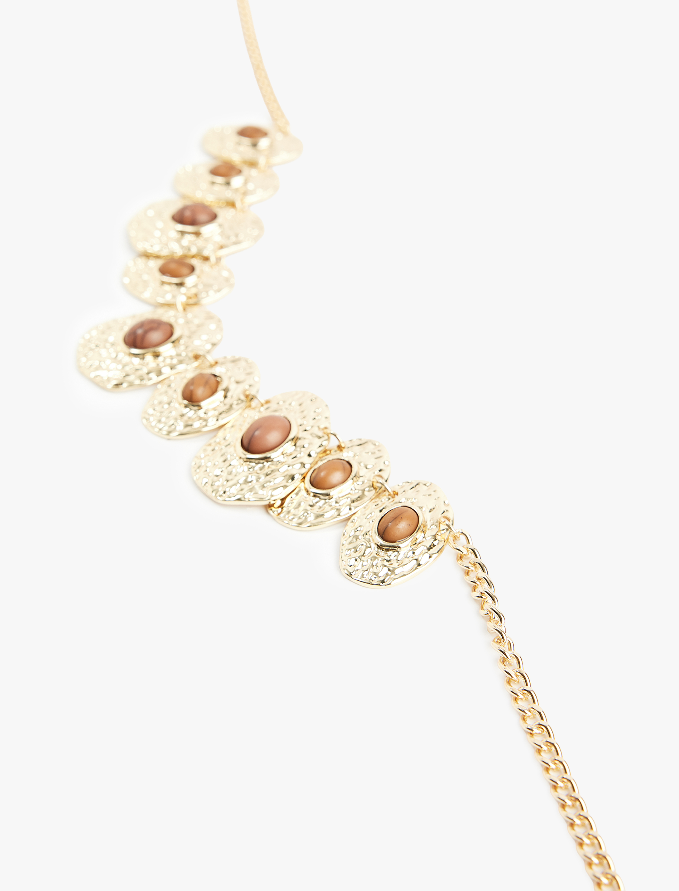  Kadın Çelik Karışımlı Dokulu Taş Detaylı Kolye