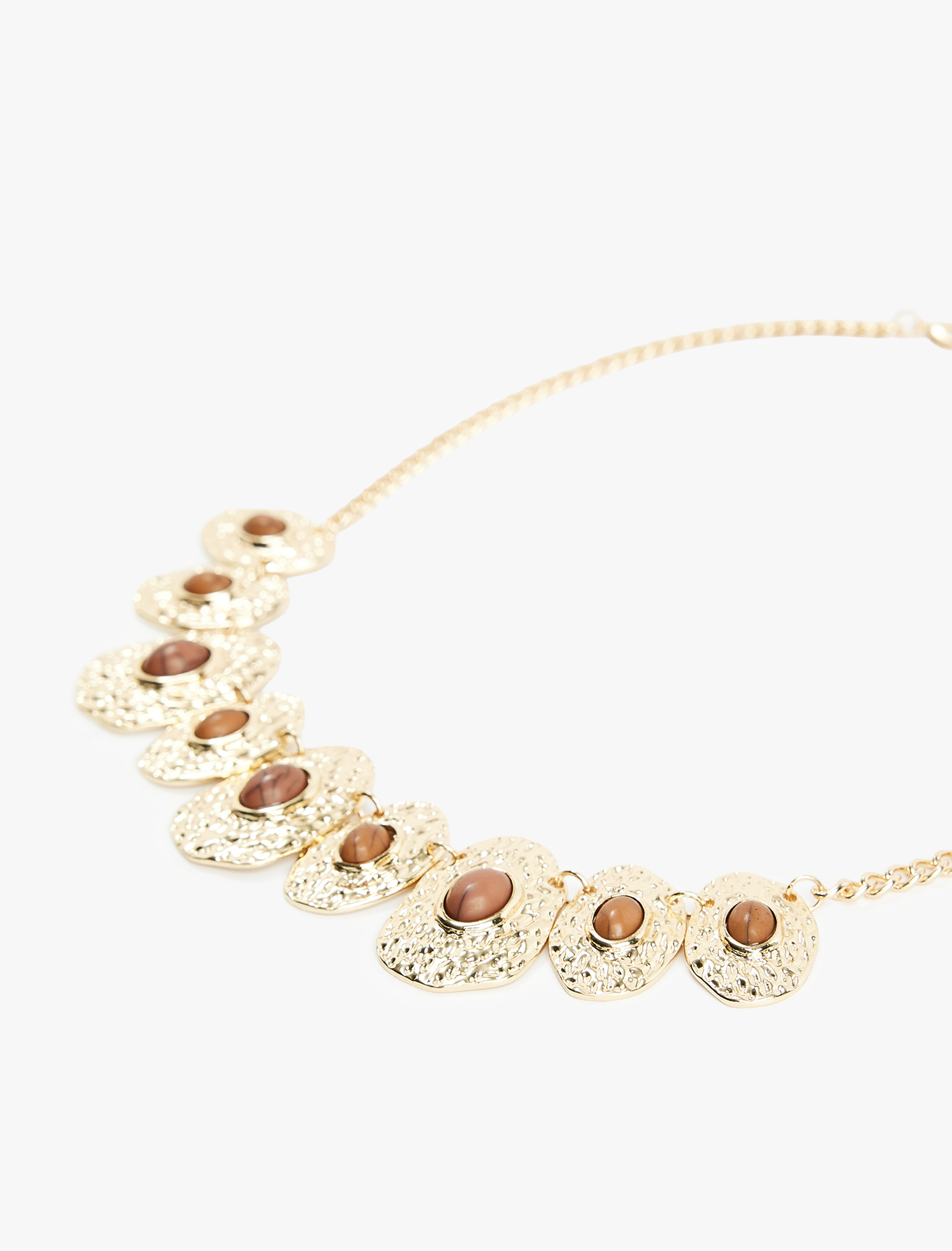  Kadın Çelik Karışımlı Dokulu Taş Detaylı Kolye