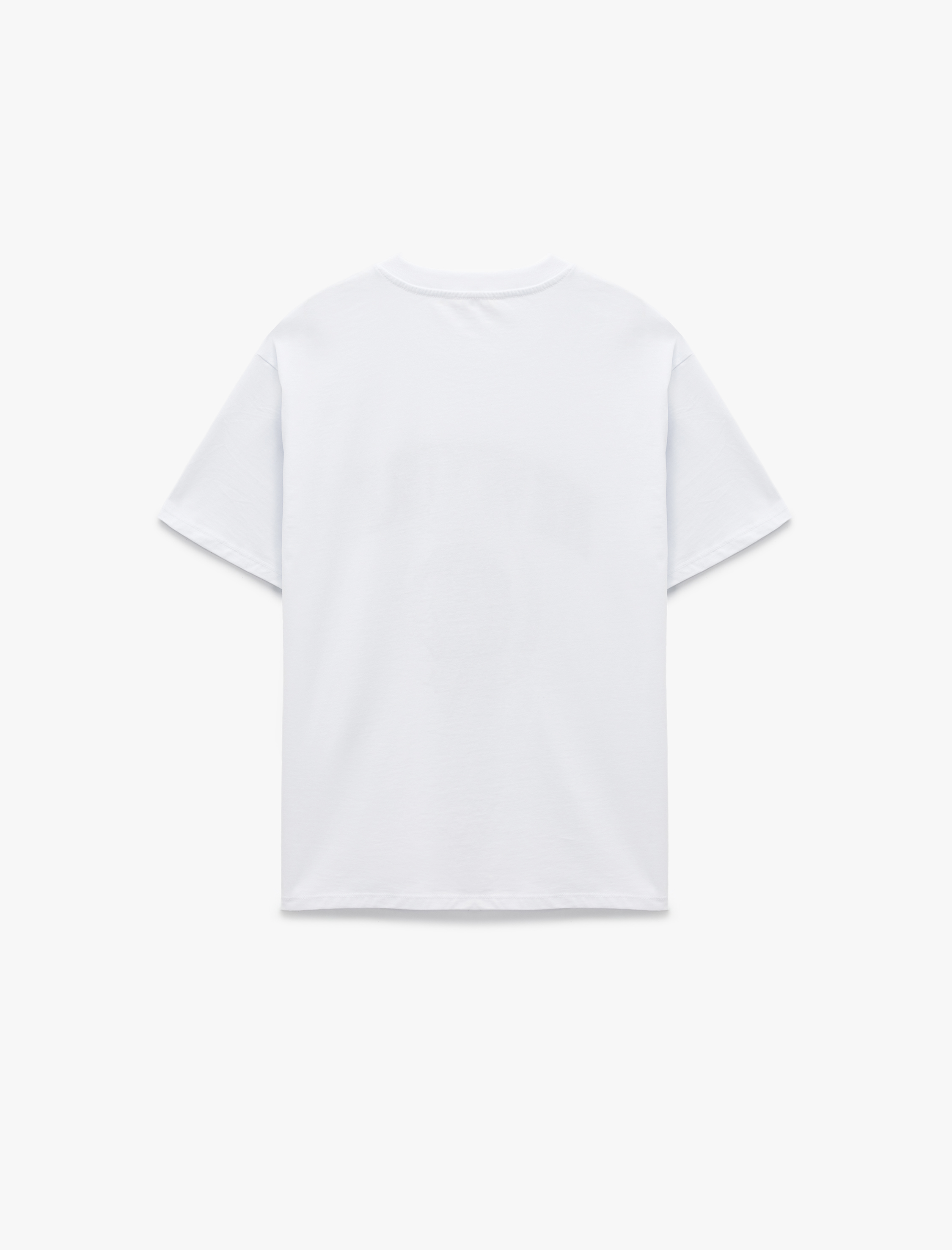   Kısa Kollu Bisiklet Yaka Pamuklu Oversize Baskılı Tişört