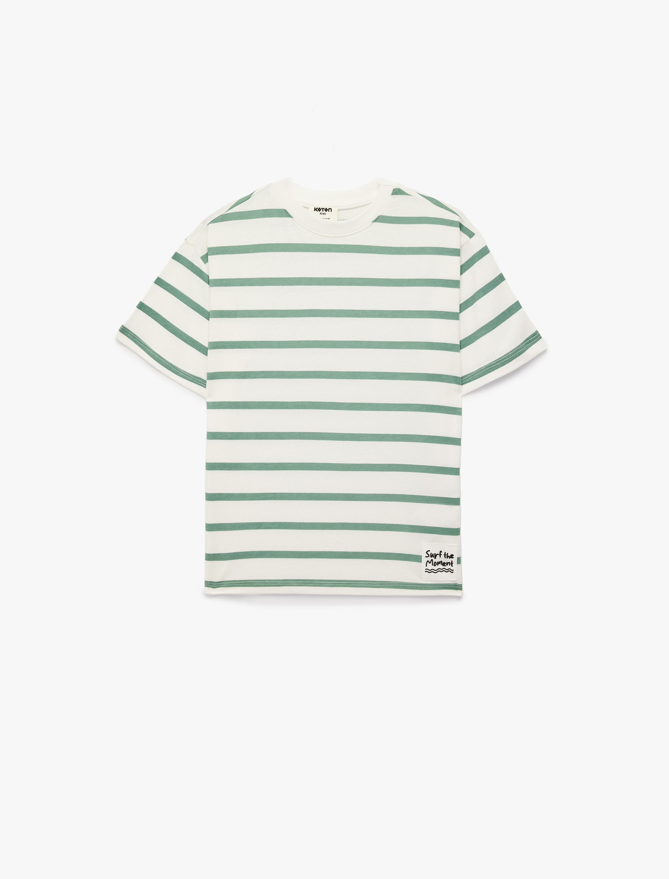  Erkek Çocuk Kısa Kollu Bisiklet Yaka Pamuklu Çizgili Tişört