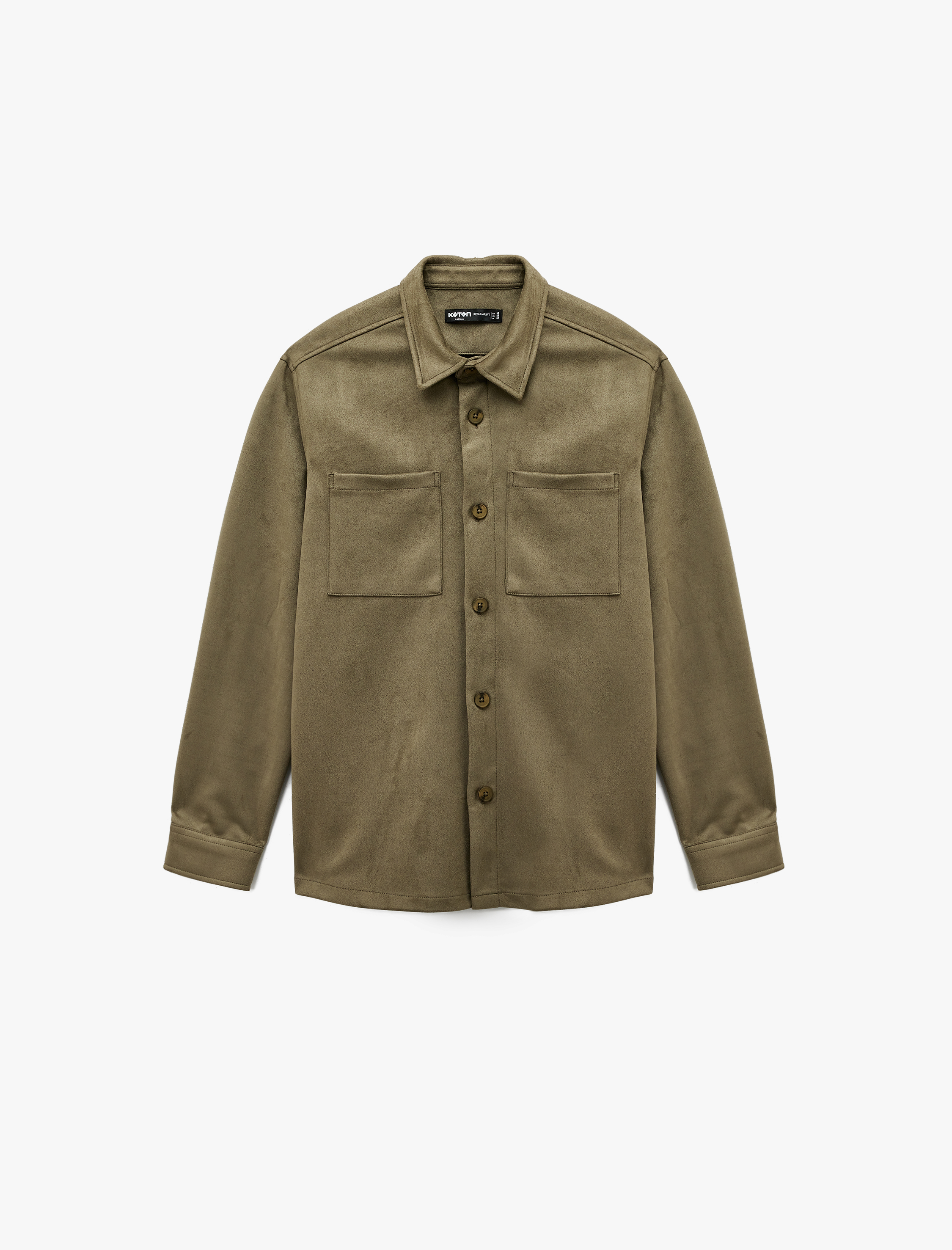   Regular Fit Uzun Kollu Cep Detaylı Klasik Yaka Suni Süet Gömlek