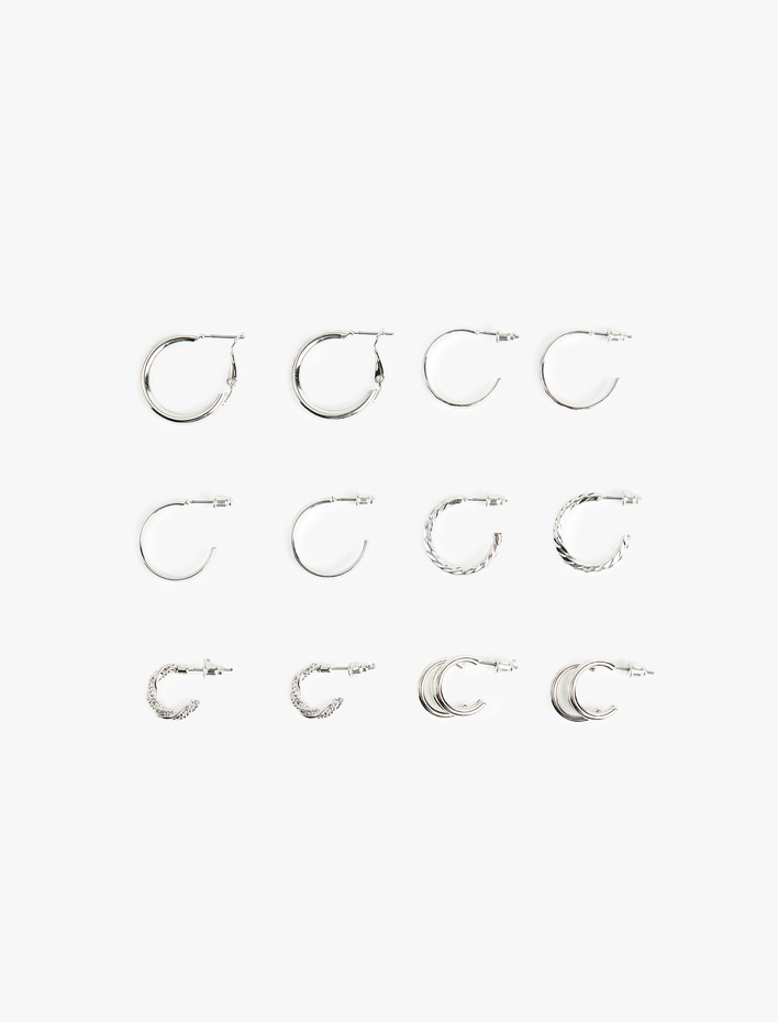 Kadın 6'lı Çelik Küpe Seti