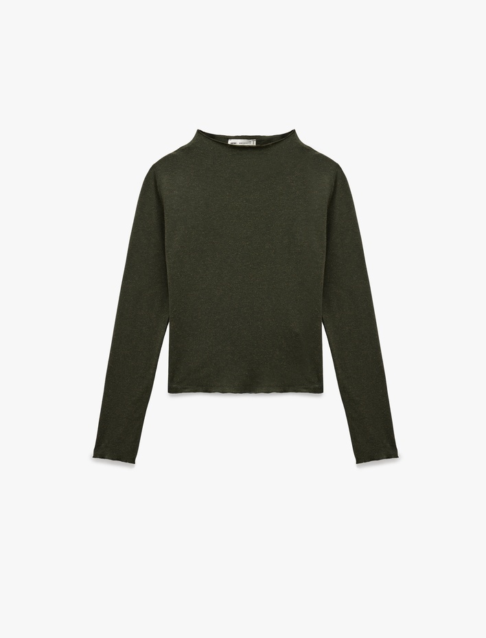  Koton X Sima Tarkan - Koyun Yünü Karışımlı Uzun Kollu Hafif Dik Yaka Bluz