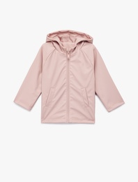 Uzun Kollu Cepli Kapşonlu Mevsimlik Mont