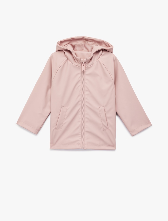 Kız Bebek Uzun Kollu Cepli Kapşonlu Mevsimlik Mont