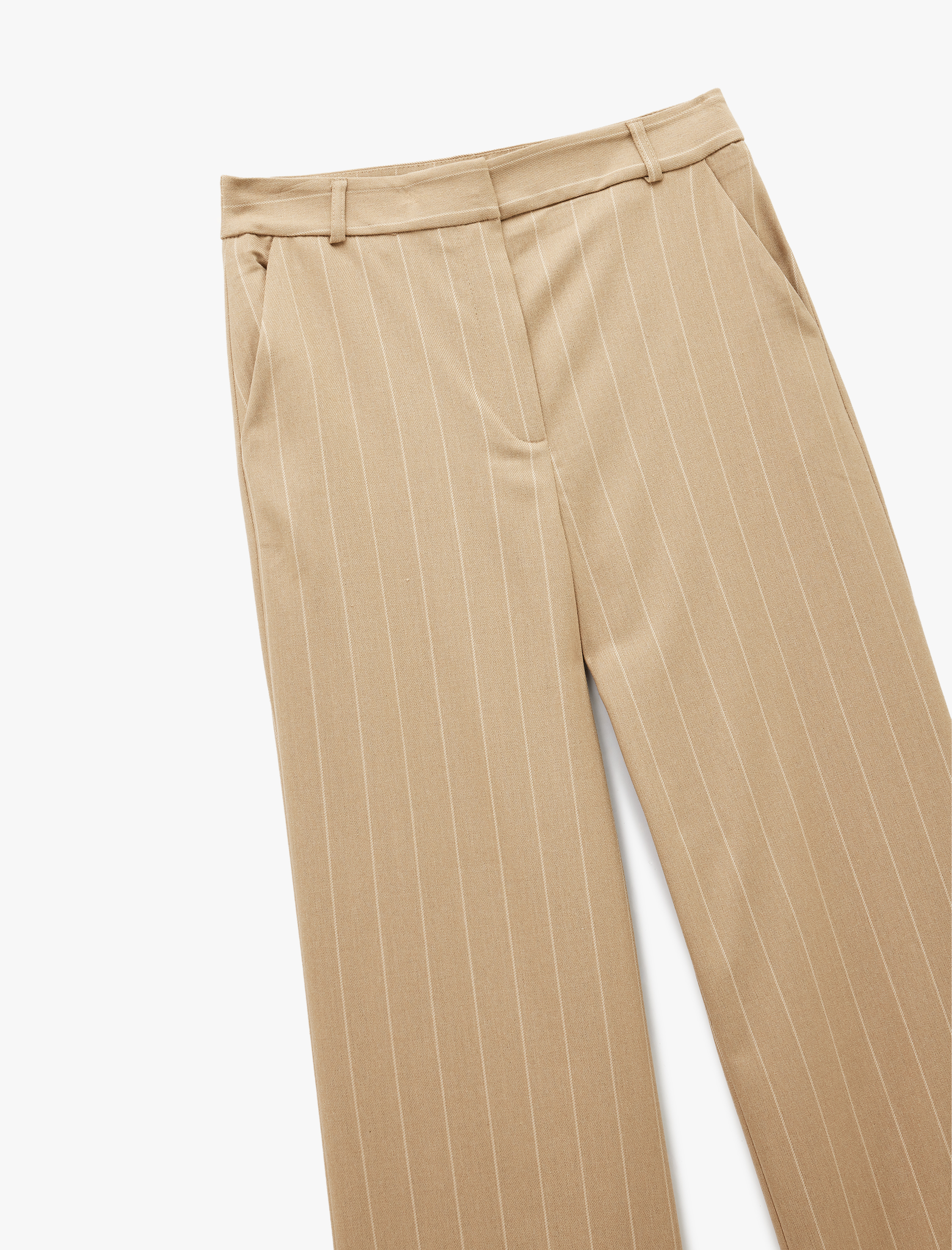   Koton X Sima Tarkan - Cepli Düz Paça Çizgili Kumaş Pantolon
