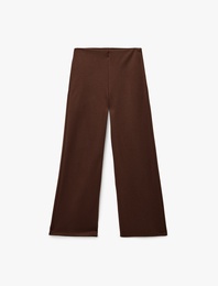 Slim Fit Düz Geniş Paça Kumaş Pantolon