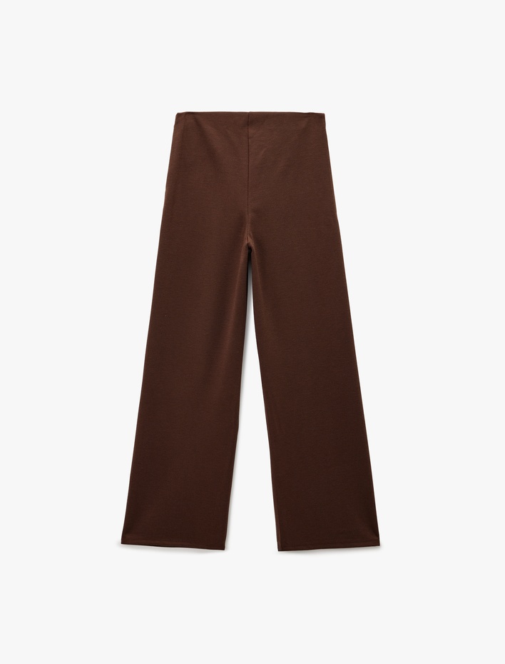  Slim Fit Düz Geniş Paça Kumaş Pantolon