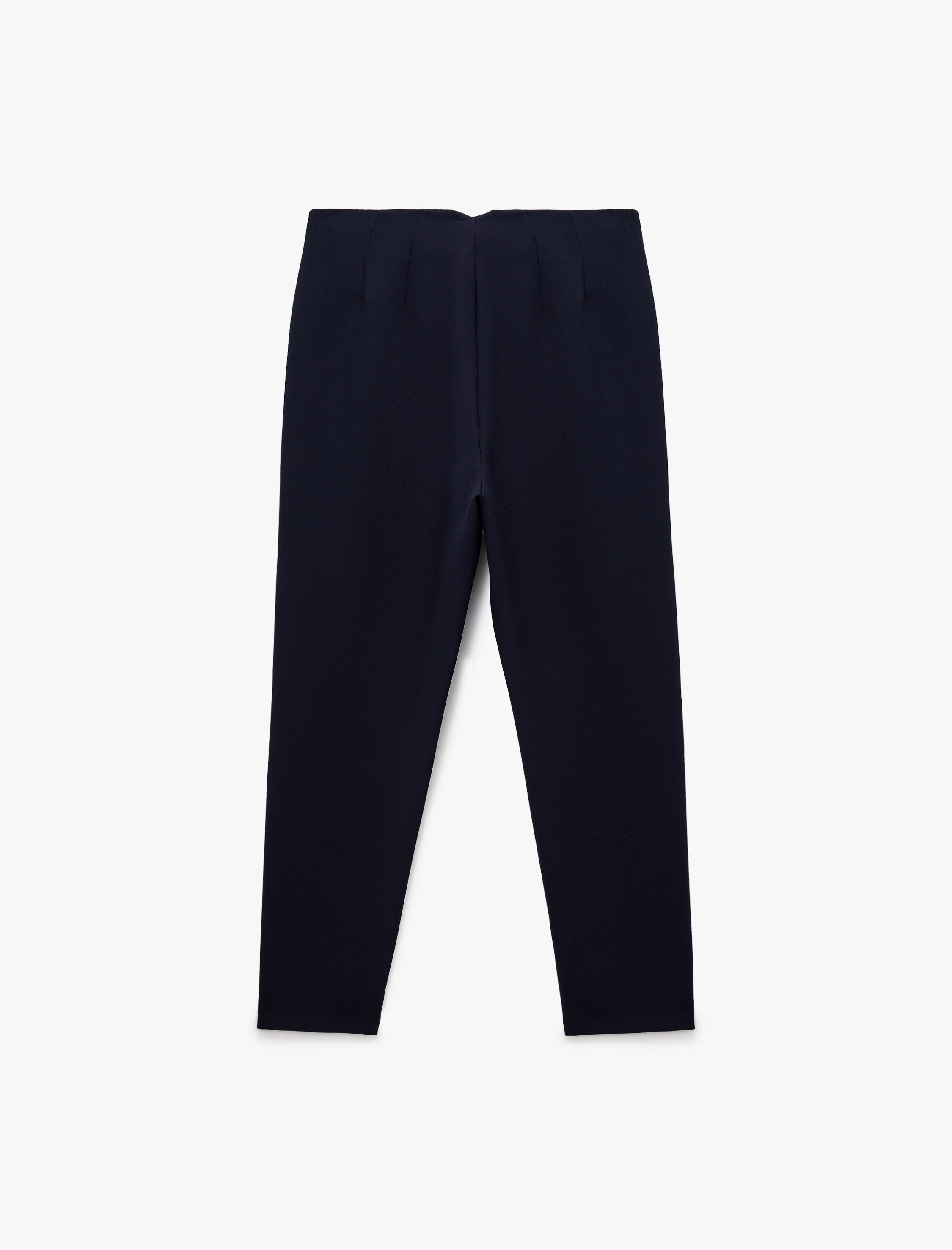   Cepli Yüksek Bel Düğme Detaylı Slim Fit Düz Paça Kumaş Pantolon