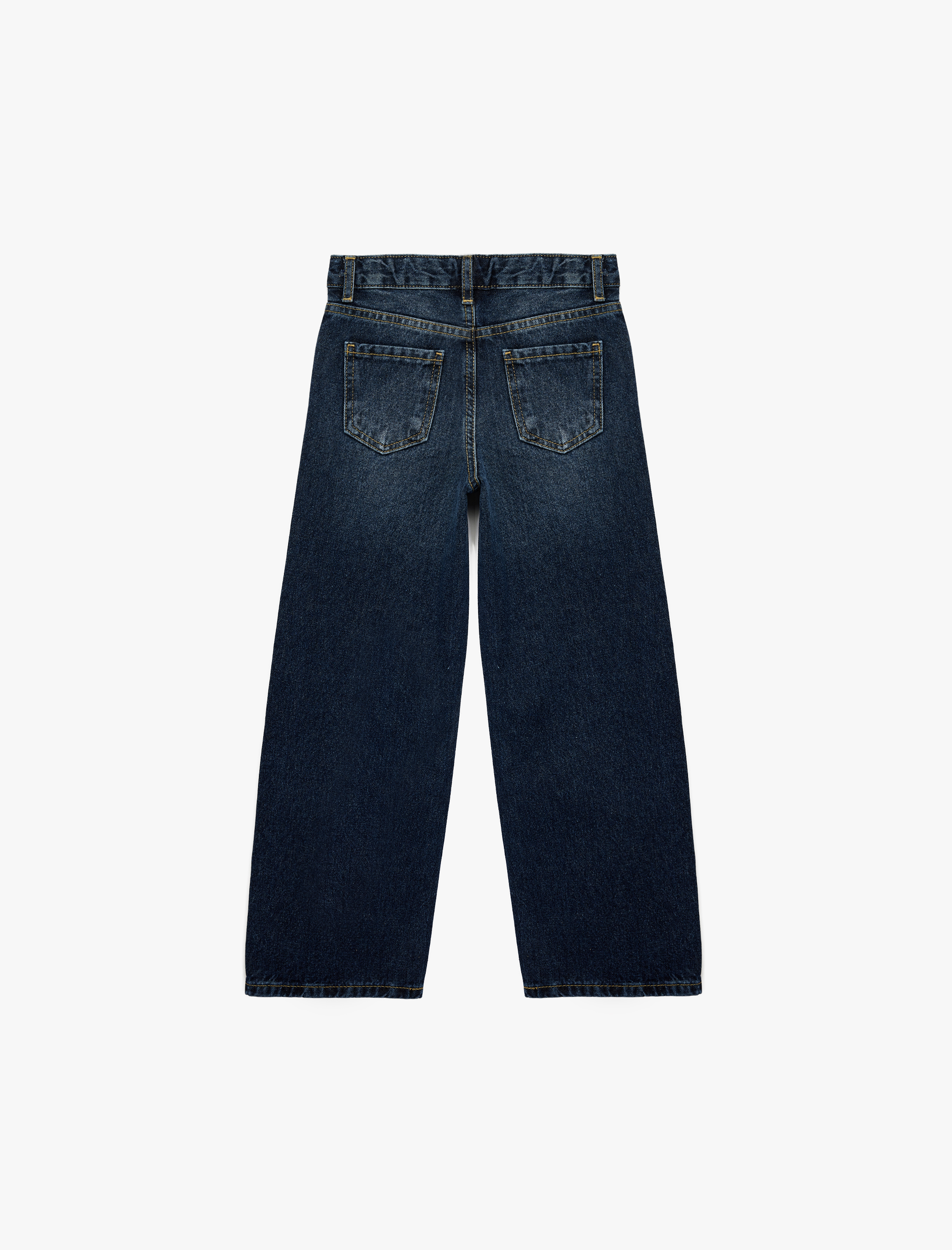  Kız Çocuk Pamuklu Taş Detaylı Geniş Paça Denim Pantolon