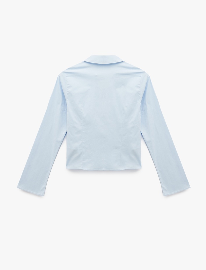  Slim Fit Düğmeli Klasik Yaka Uzun Kollu Gömlek