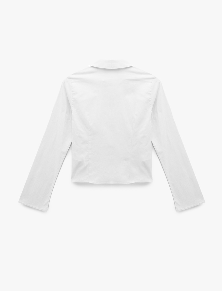  Slim Fit Düğmeli Klasik Yaka Uzun Kollu Gömlek