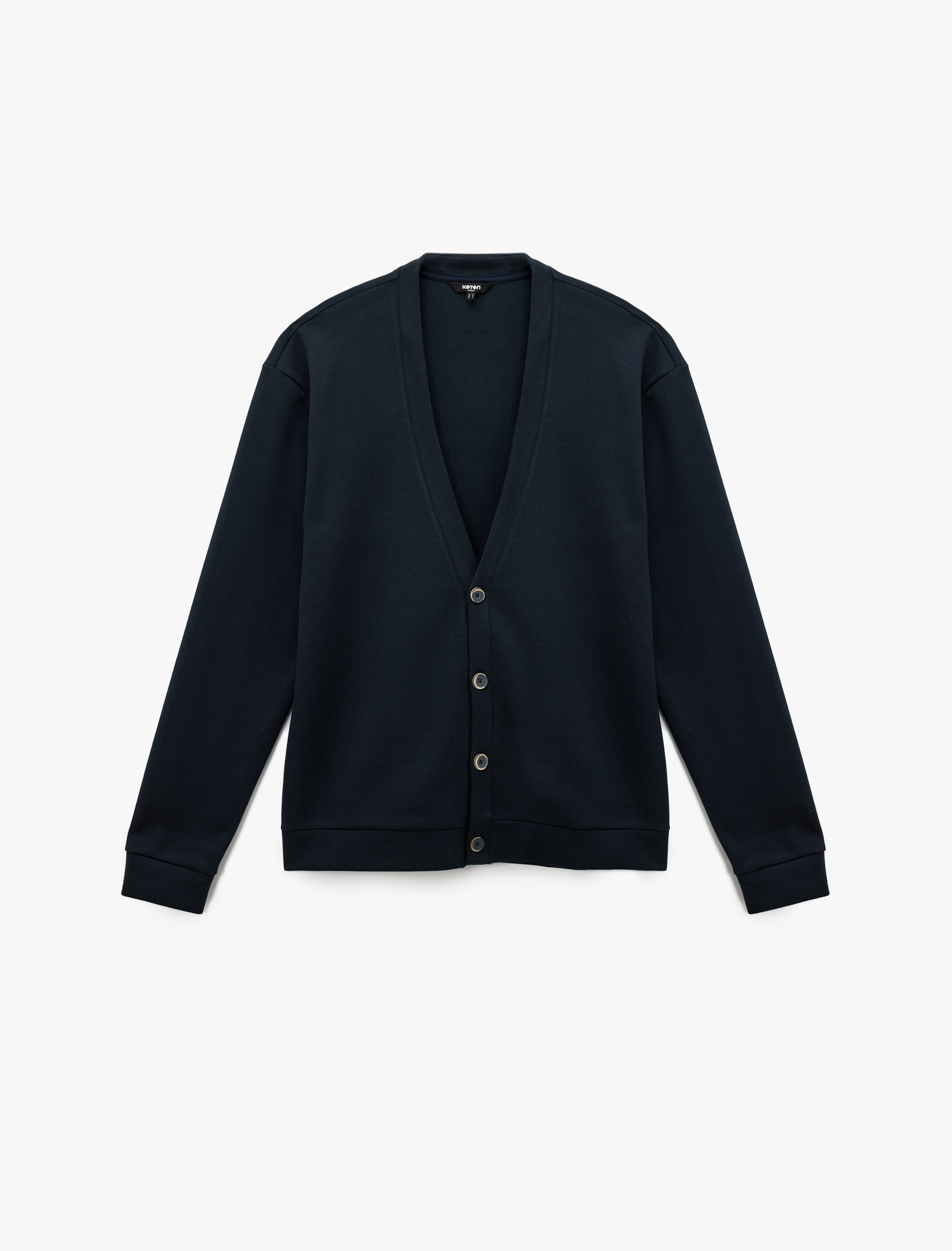   Regular Fit Uzun Kollu V Yaka Pamuklu Düğmeli Hırka