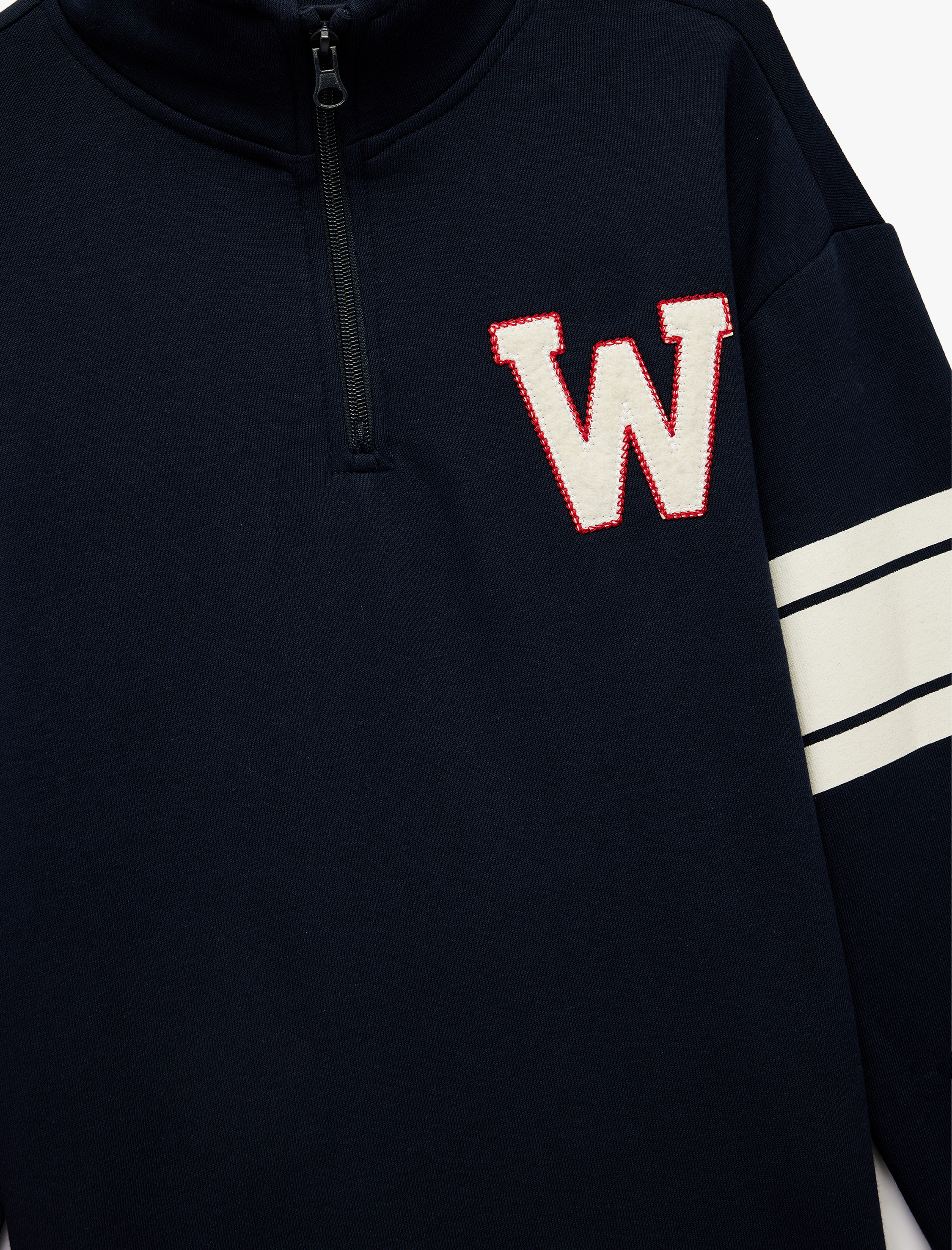  Erkek Çocuk Şardonlu Uzun Kollu Yarım Fermuarlı Dik Yaka Sweatshirt