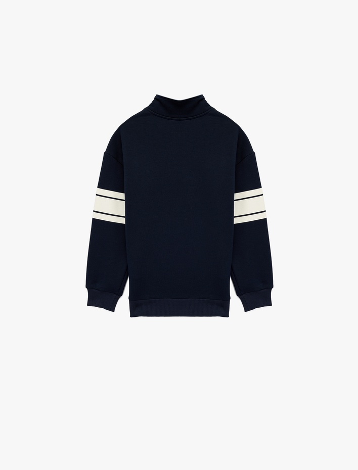 Erkek Çocuk Şardonlu Uzun Kollu Yarım Fermuarlı Dik Yaka Sweatshirt