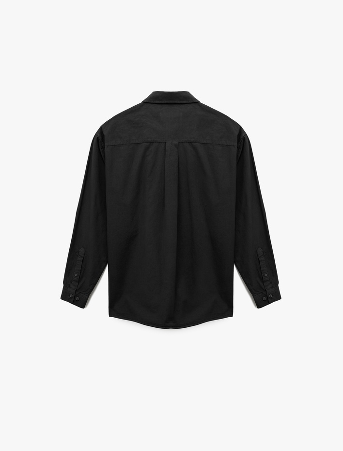  Klasik Yaka Pamuklu Düğmeli Oversize Uzun Kollu Gömlek