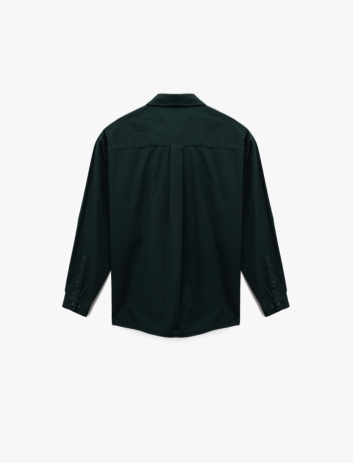  Klasik Yaka Pamuklu Düğmeli Oversize Uzun Kollu Gömlek