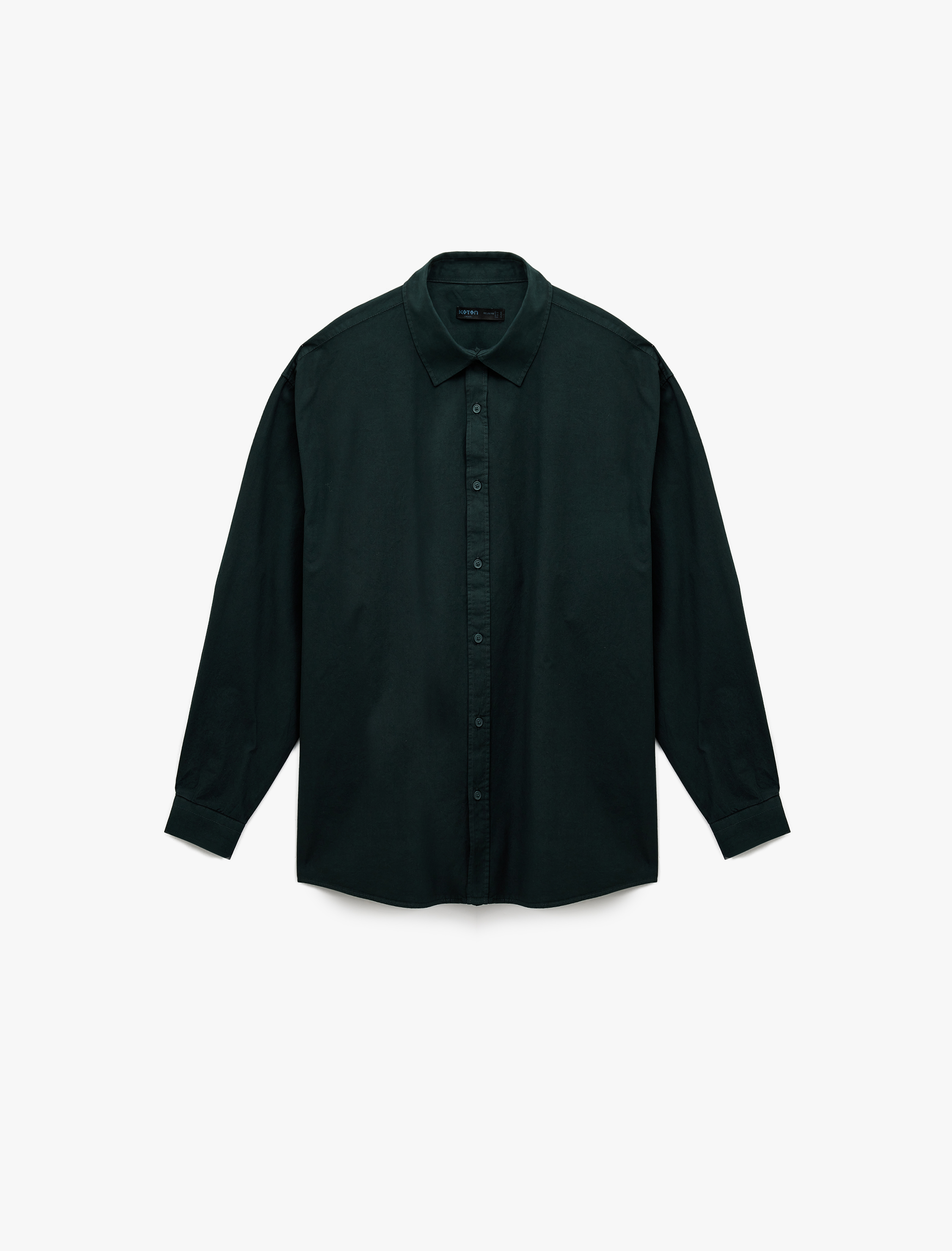   Klasik Yaka Pamuklu Düğmeli Oversize Uzun Kollu Gömlek