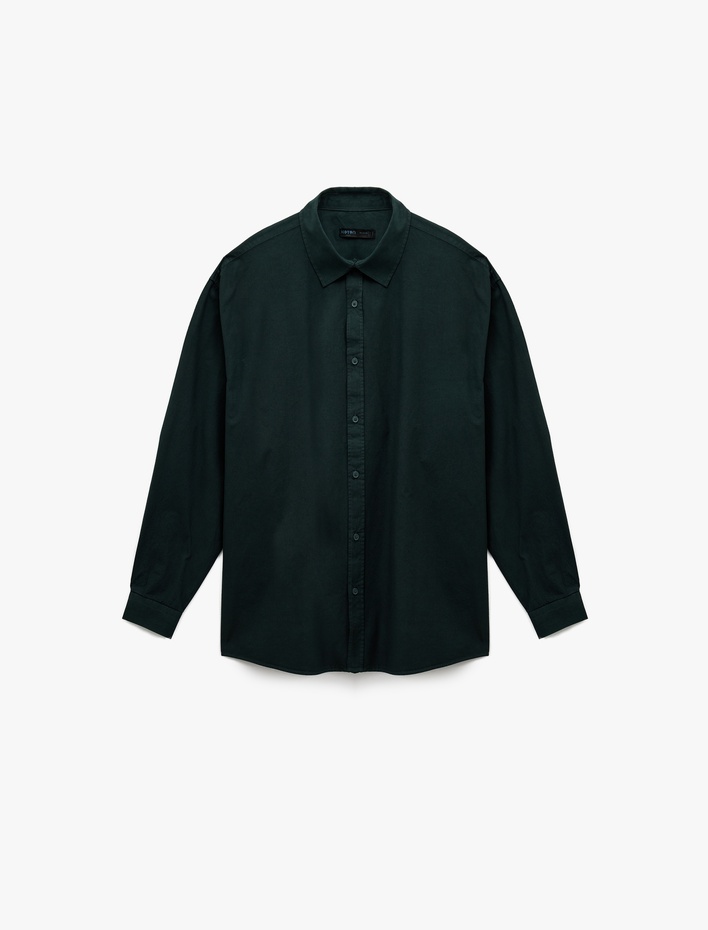  Klasik Yaka Pamuklu Düğmeli Oversize Uzun Kollu Gömlek