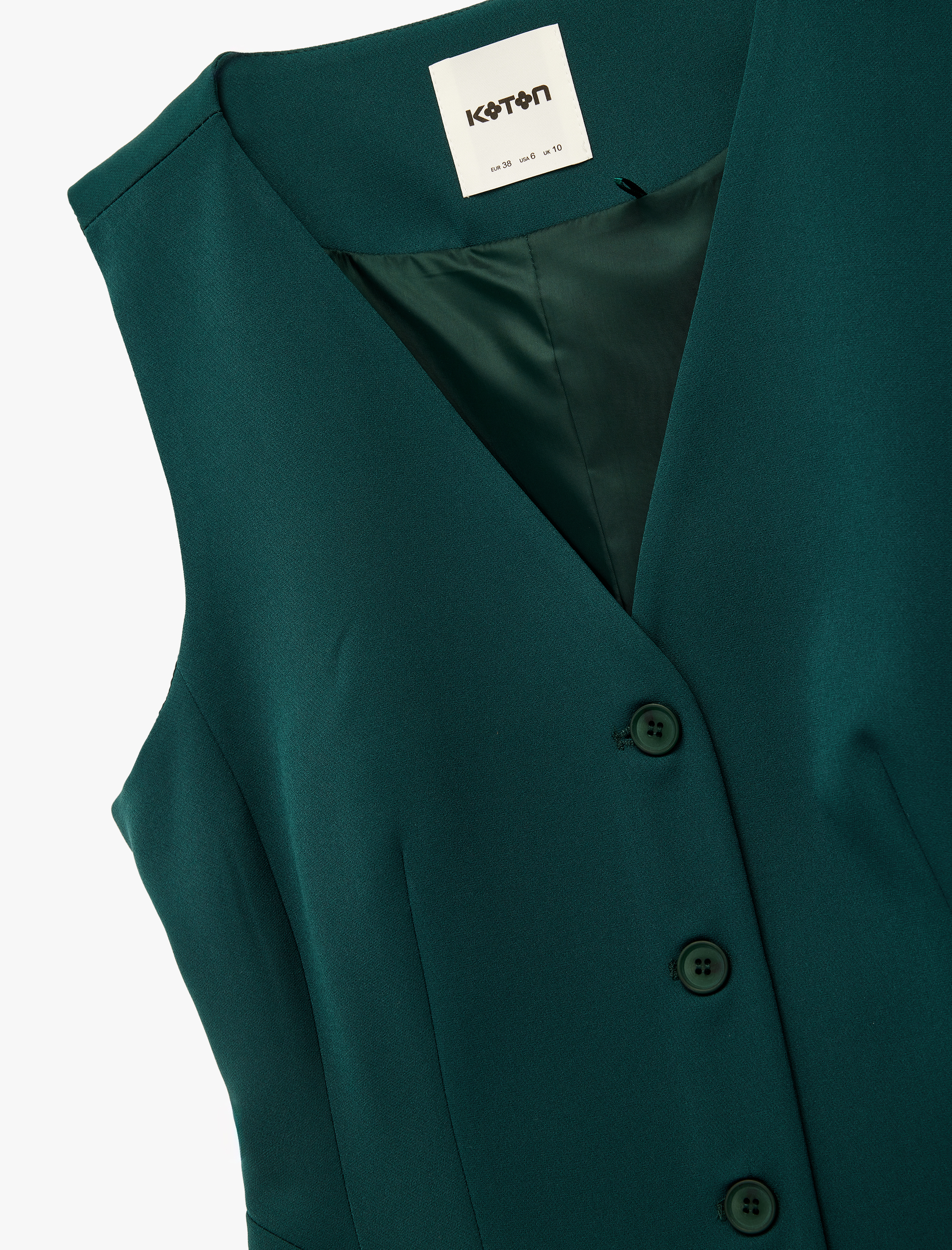   Slim Fit Peplum Kesim V Yaka Düğmeli Blazer Yelek