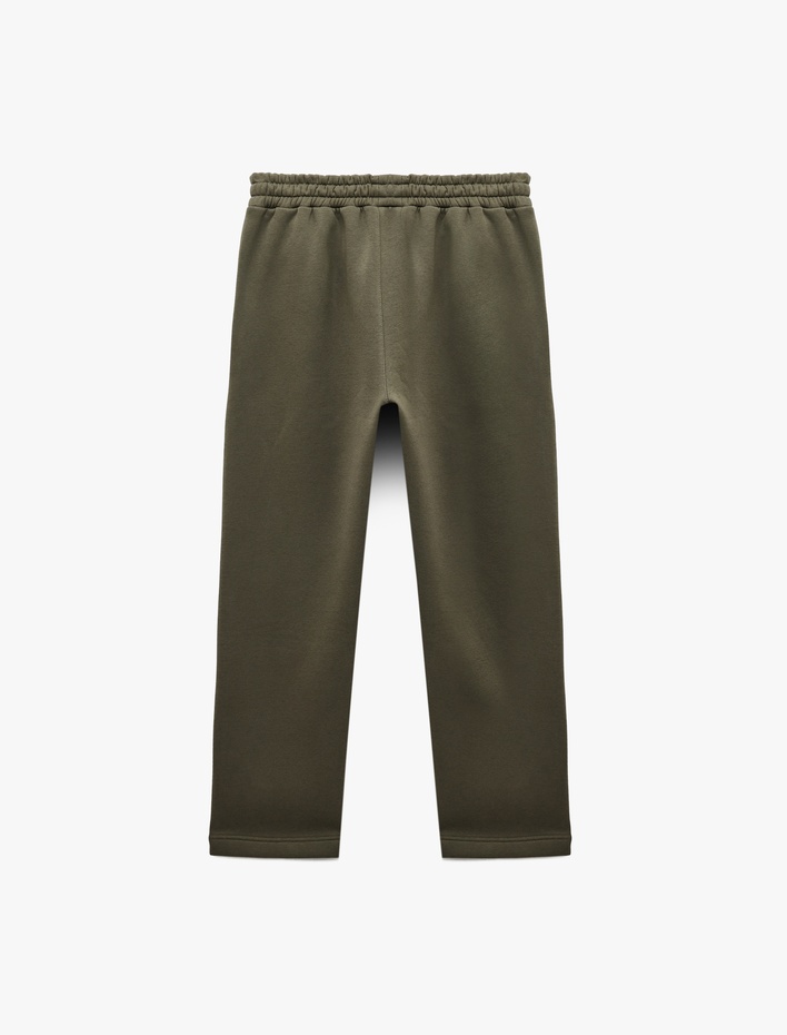  Straight Fit Cep Detaylı Şardonlu Beli Lastikli Kışlık Eşofman Altı