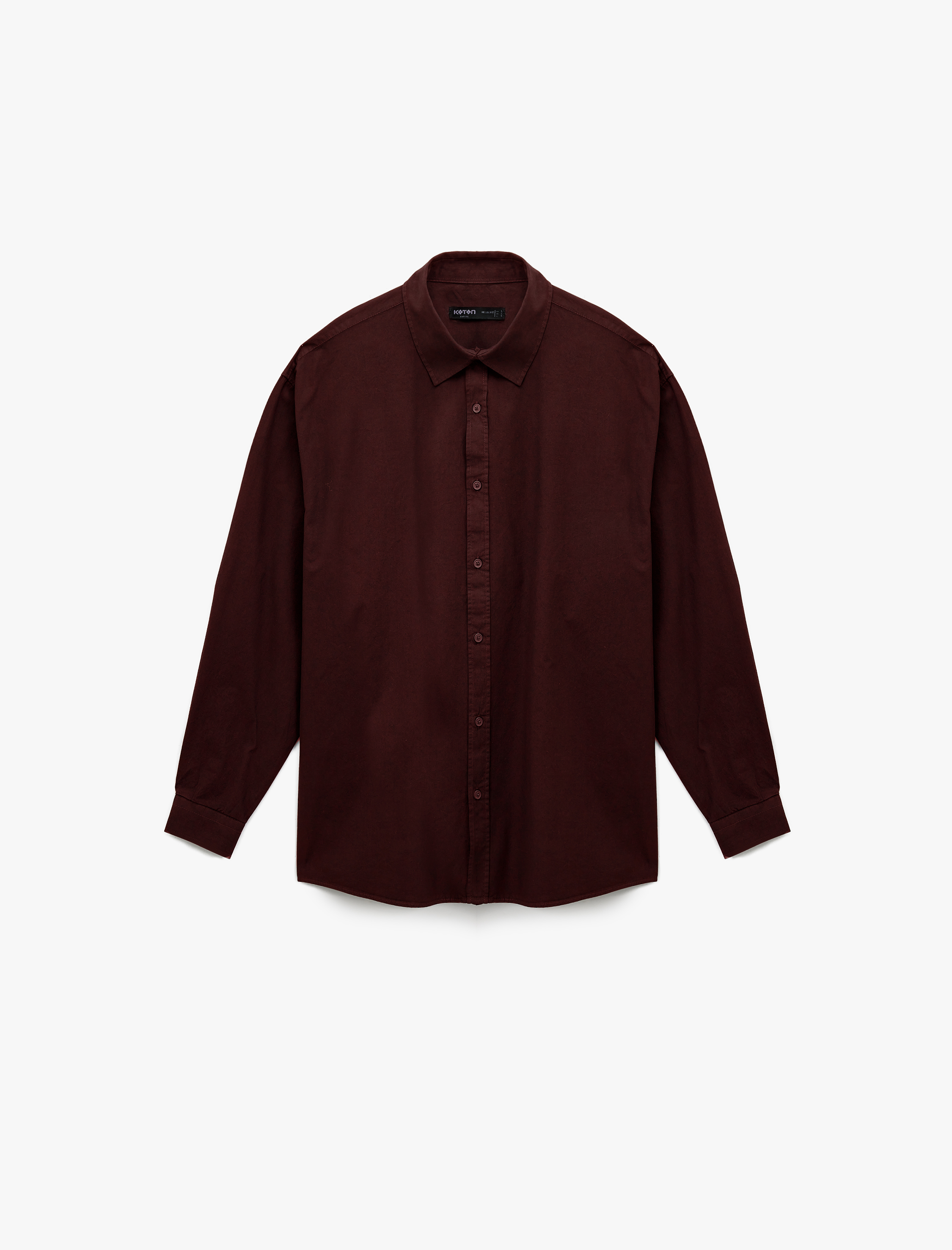   Klasik Yaka Pamuklu Düğmeli Oversize Uzun Kollu Gömlek