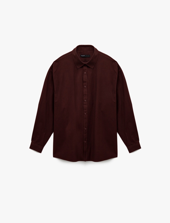  Klasik Yaka Pamuklu Düğmeli Oversize Uzun Kollu Gömlek