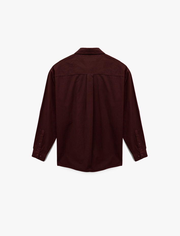  Klasik Yaka Pamuklu Düğmeli Oversize Uzun Kollu Gömlek