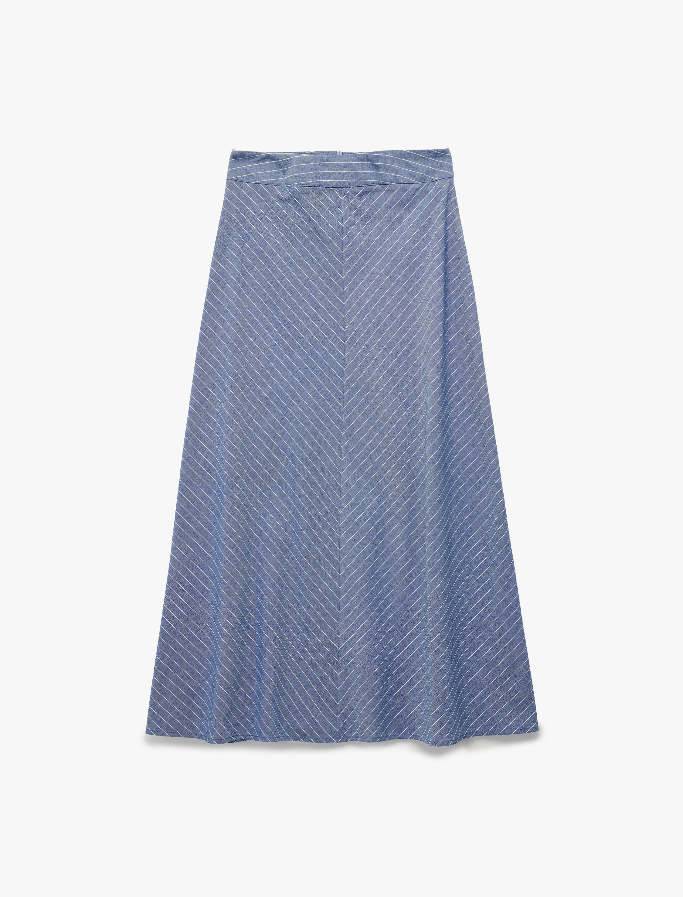   Rahat Kalıp A Kesim Çizgili Midi Etek