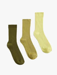 Çok Renkli Pamuklu 3'lü Soket Çorap Seti